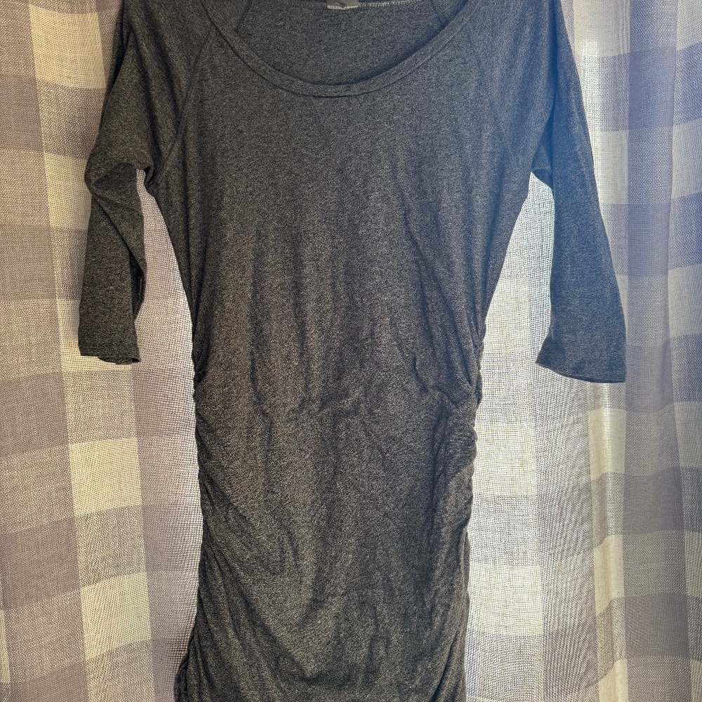 Bobi Gray Mini Dress with 3/4 Sleeves
